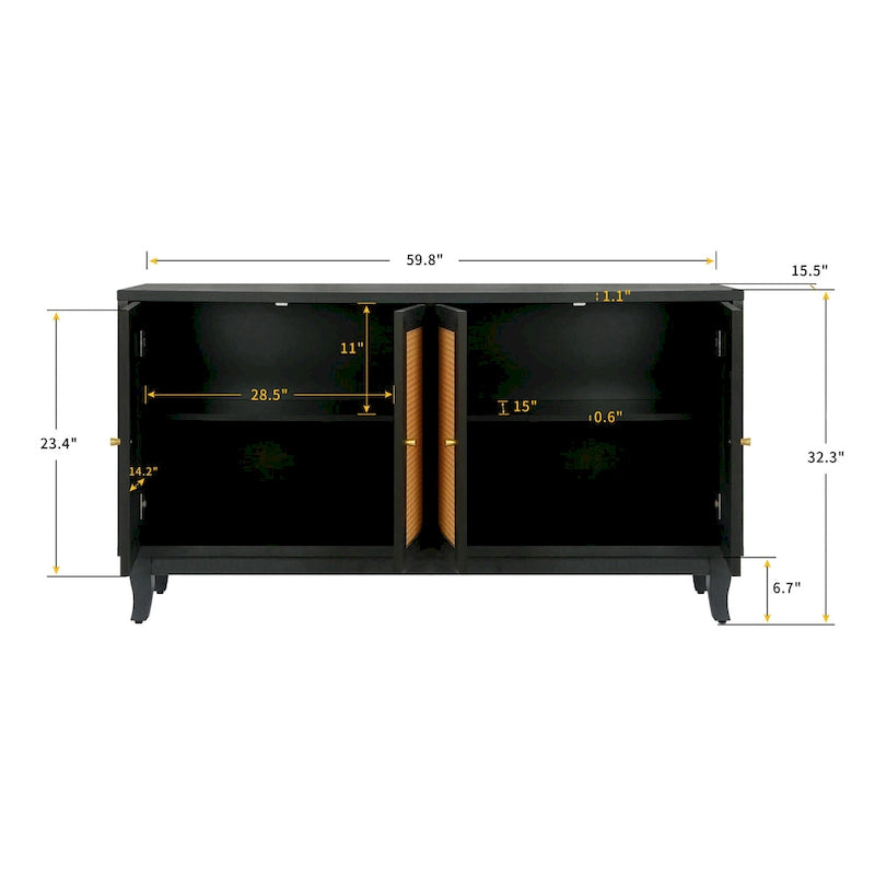 Rattan Sideboard Buffer Cabinet