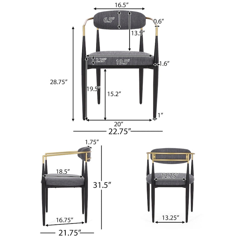 Biscay Fabric Upholstered Iron Dining Chairs (Set of 2) by GDFStudio