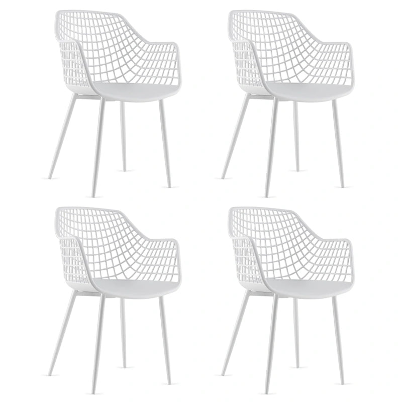 Costway Modern Dining Chair Set of 4 Plastic Shell Hollow withMetal