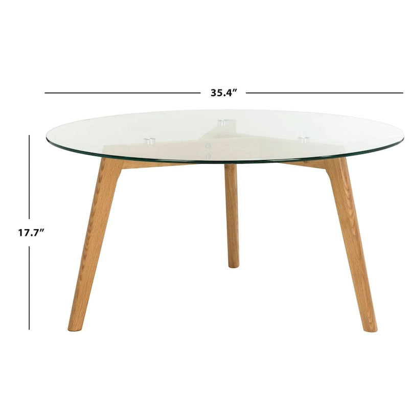 SAFAVIEH Rachelle Mid-Century Round Glass Coffee Table - 35.4 x 35.4 x 17.7 - 35Wx35Dx18H