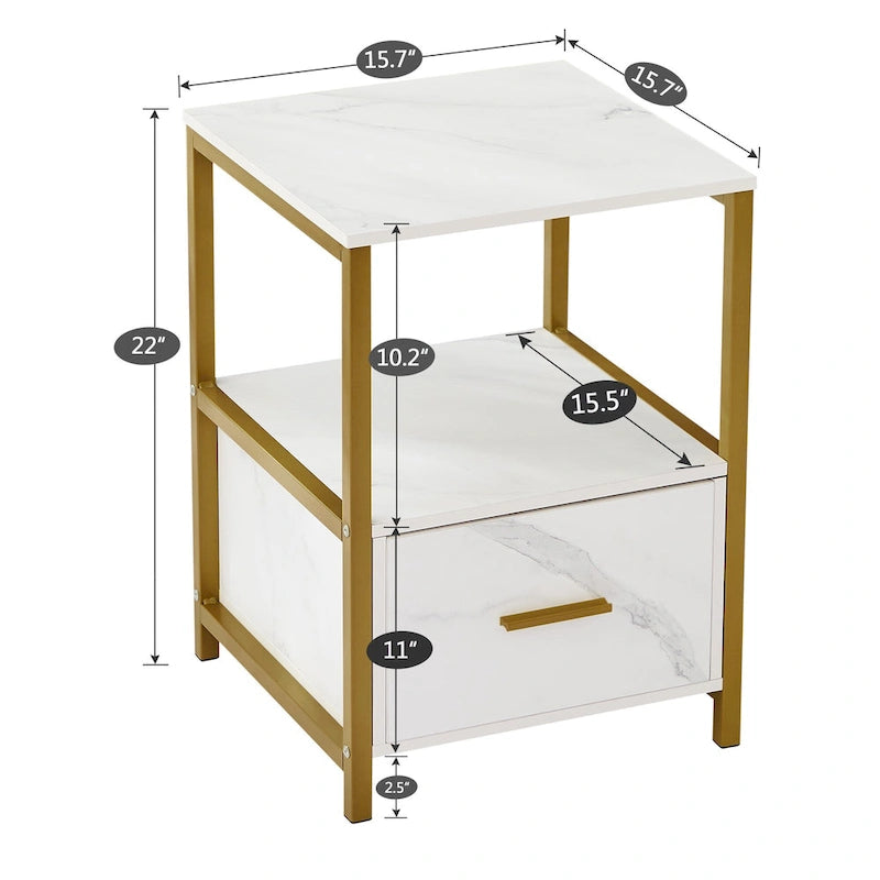 Javlergo (Set of 2) 1-Drawer Nightstand, Modern Square End Side Table for Bedroom, Living Room