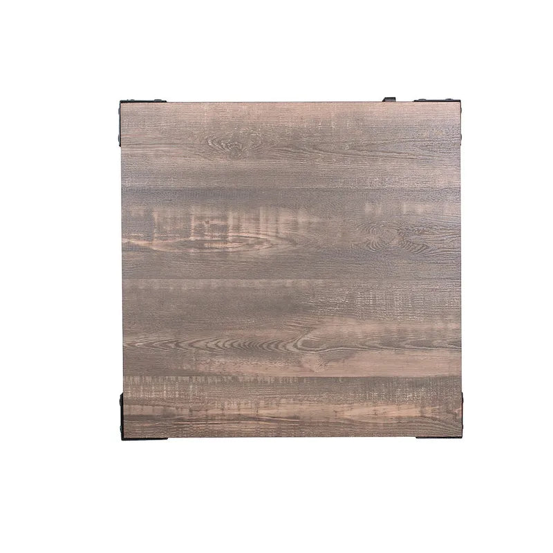 Conner Rustic Dark Walnut Steel 2-Piece Storage Coffee and End Table Set by Furniture of America