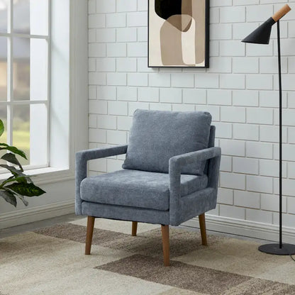Blue 25.98 Chenille Upholstered Arm Chair with Soft Cushion