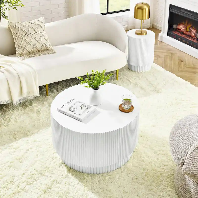 15.72-inch H-Barrel Coffee Table, Nordic Style, Simple Design, Suitable For Indoor And Outdoor Use, Magnesium Oxide Material