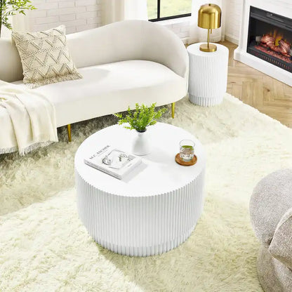15.72-inch H-Barrel Coffee Table, Nordic Style, Simple Design, Suitable For Indoor And Outdoor Use, Magnesium Oxide Material