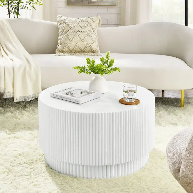 15.72-inch H-Barrel Coffee Table, Nordic Style, Simple Design, Suitable For Indoor And Outdoor Use, Magnesium Oxide Material