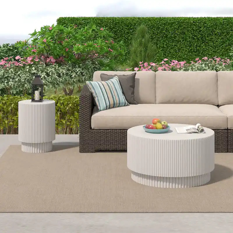15.72-inch H-Barrel Coffee Table, Nordic Style, Simple Design, Suitable For Indoor And Outdoor Use, Magnesium Oxide Material