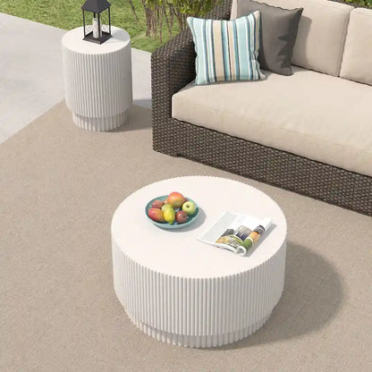 15.72-inch H-Barrel Coffee Table, Nordic Style, Simple Design, Suitable For Indoor And Outdoor Use, Magnesium Oxide Material