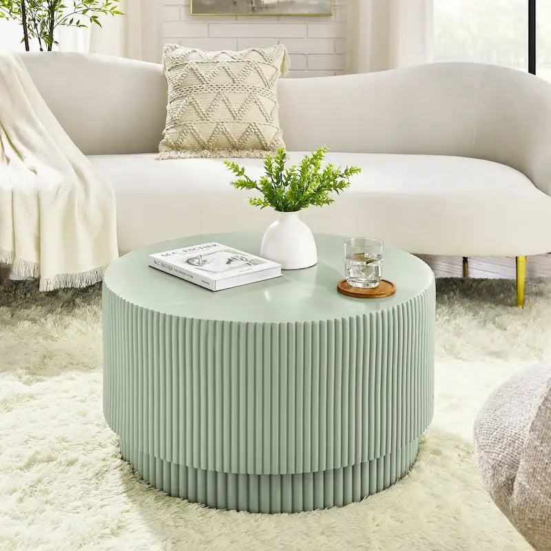 15.72-inch H-Barrel Coffee Table, Nordic Style, Simple Design, Suitable For Indoor And Outdoor Use, Magnesium Oxide Material