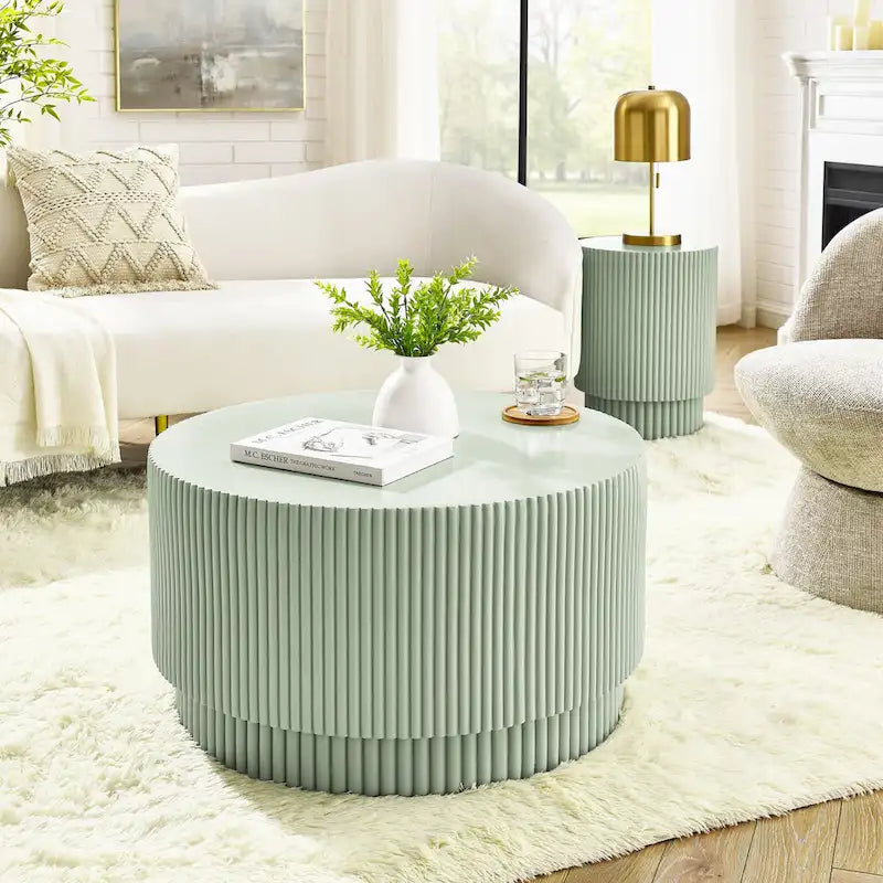 15.72-inch H-Barrel Coffee Table, Nordic Style, Simple Design, Suitable For Indoor And Outdoor Use, Magnesium Oxide Material