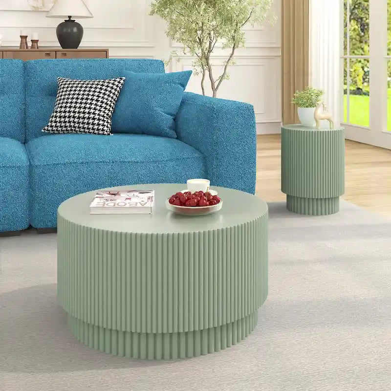 15.72-inch H-Barrel Coffee Table, Nordic Style, Simple Design, Suitable For Indoor And Outdoor Use, Magnesium Oxide Material