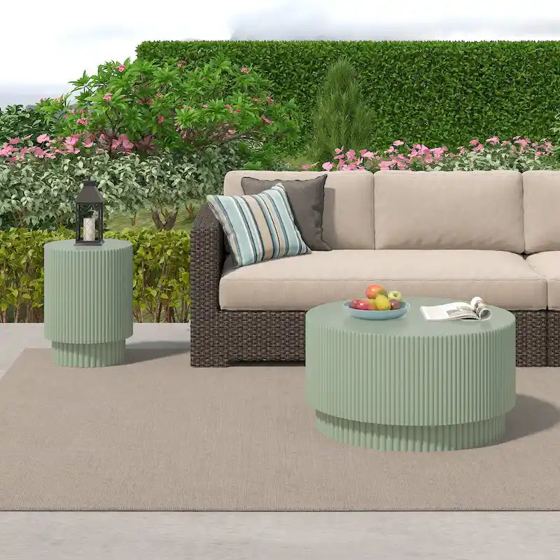 15.72-inch H-Barrel Coffee Table, Nordic Style, Simple Design, Suitable For Indoor And Outdoor Use, Magnesium Oxide Material