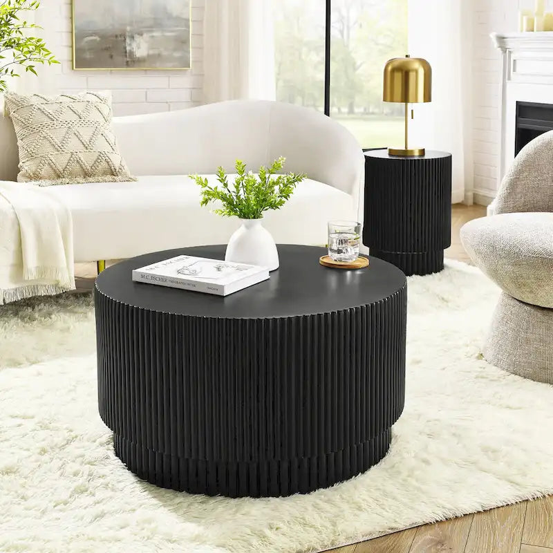 15.72-inch H-Barrel Coffee Table, Nordic Style, Simple Design, Suitable For Indoor And Outdoor Use, Magnesium Oxide Material
