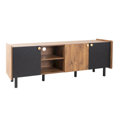 Mid Century TV Stand with 3 Cabinets,Media Console Table for TVs up to 70,Entertainment Center with Storage for Living room