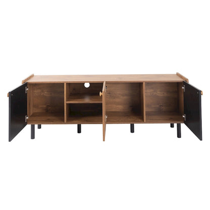 Mid Century TV Stand with 3 Cabinets,Media Console Table for TVs up to 70,Entertainment Center with Storage for Living room
