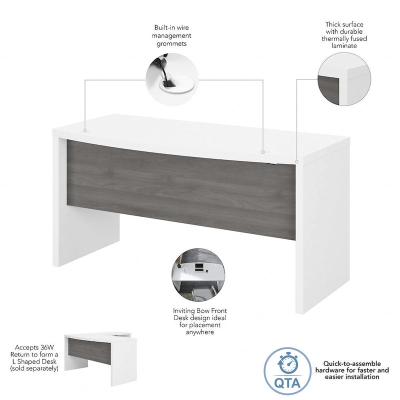 Echo 60W Bow Front Desk by Bush Business Furniture