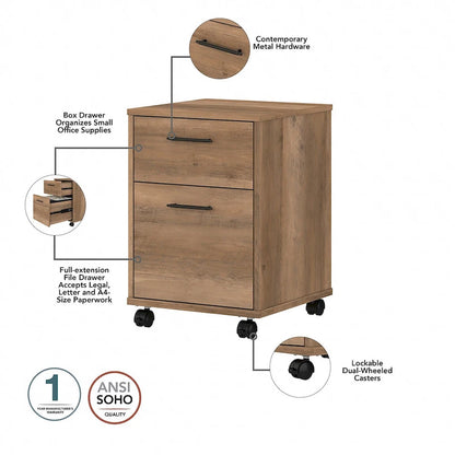 Key West 60W L Shaped Desk with Mobile File Cabinet by Bush Furniture