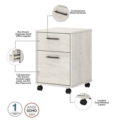 Key West 60W L Shaped Desk with Mobile File Cabinet by Bush Furniture