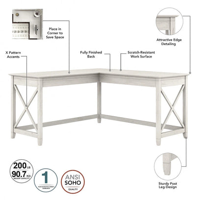Key West 60W L Shaped Desk with Mobile File Cabinet by Bush Furniture