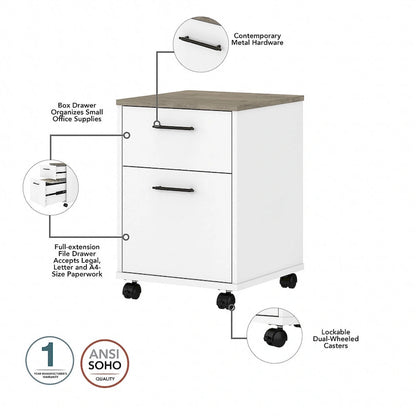 Key West 60W L Shaped Desk with Mobile File Cabinet by Bush Furniture