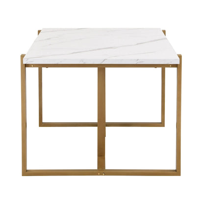 GDFStudio - Carter Modern Rectangular Dining Set with Faux Marble Table and Six Upholstered Chairs