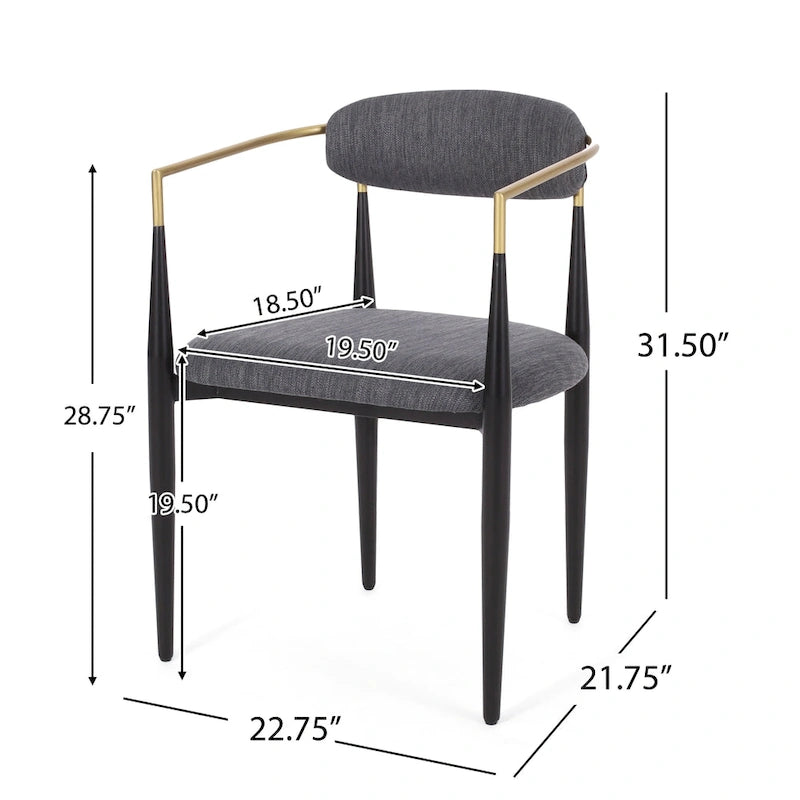 Biscay Fabric Upholstered Iron Dining Chairs (Set of 2) by GDFStudio