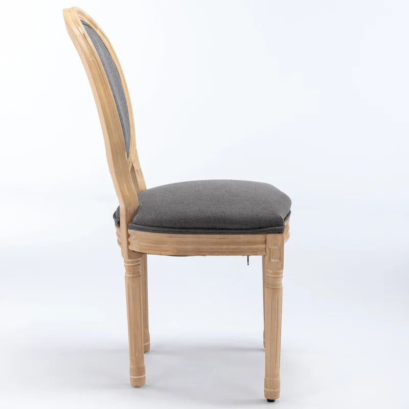 French Oval Back Dining Chair Set of 2, Exquisite Dining Chair Retro Decorative Chair Solid Wood Frame Side Chair