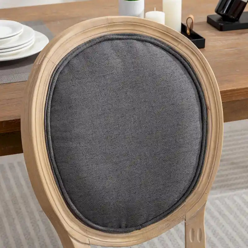 French Oval Back Dining Chair Set of 2, Exquisite Dining Chair Retro Decorative Chair Solid Wood Frame Side Chair