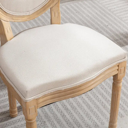 French Oval Back Dining Chair Set of 2, Exquisite Dining Chair Retro Decorative Chair Solid Wood Frame Side Chair