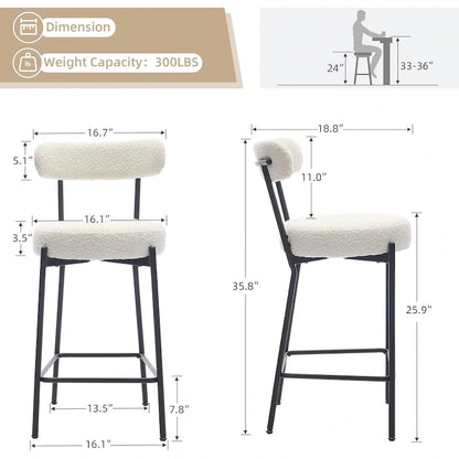 Bar Stools Set of 2, 30 Inch Upholstered Barstools