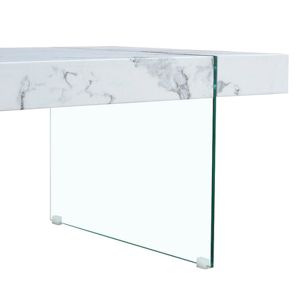 Rectangular Coffee Table with Tempered Glass Legs Wood Side Tables Wood Center Tables for Living Room Reception Room