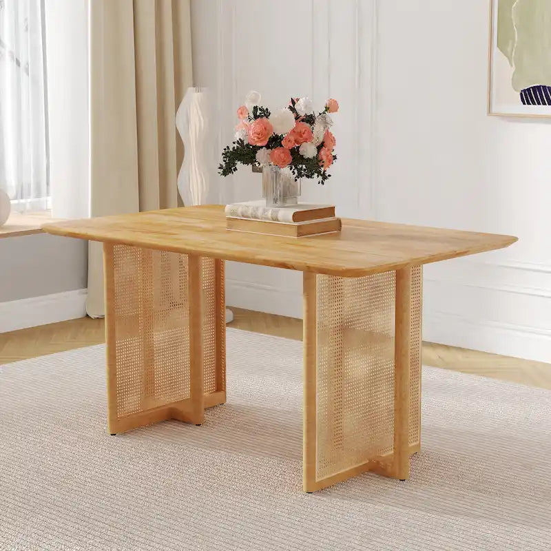 59 Retro Rubberwood Table with Walnut Finish