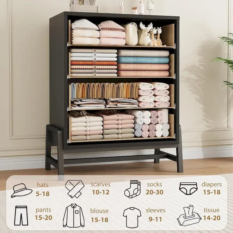 38.6 Tall 4 Drawer Dresser with Storage Freestanding