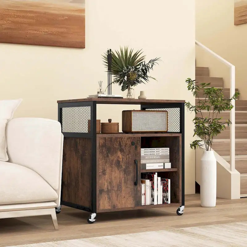 Costway File Cabinet on Wheels with Charging Station & Cable - See Details