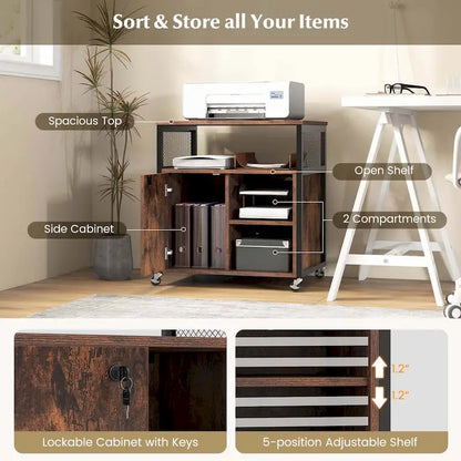 Costway File Cabinet on Wheels with Charging Station & Cable - See Details