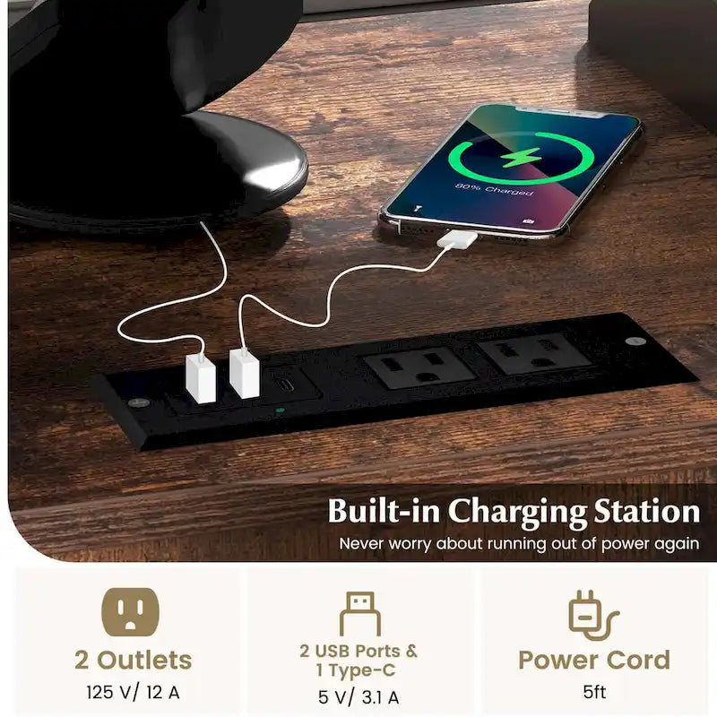Costway File Cabinet on Wheels with Charging Station & Cable - See Details