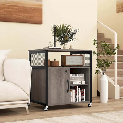 Costway File Cabinet on Wheels with Charging Station & Cable - See Details