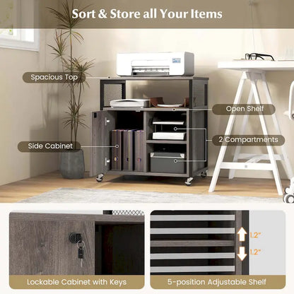 Costway File Cabinet on Wheels with Charging Station & Cable - See Details
