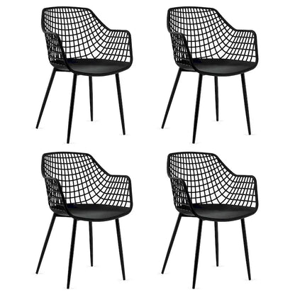 Costway Modern Dining Chair Set of 4 Plastic Shell Hollow withMetal