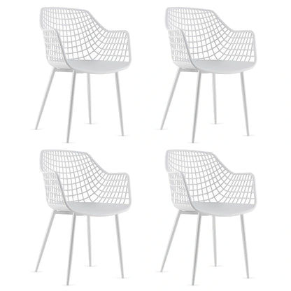 Costway Modern Dining Chair Set of 4 Plastic Shell Hollow withMetal