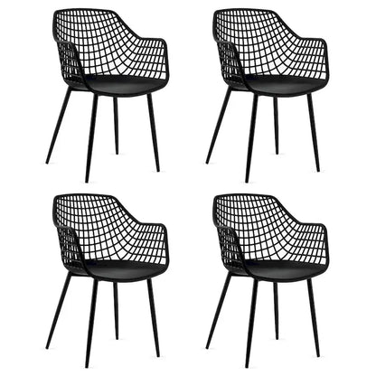 Costway Modern Dining Chair Set of 4 Plastic Shell Hollow withMetal