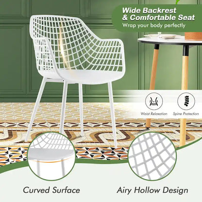 Costway Modern Dining Chair Set of 4 Plastic Shell Hollow withMetal