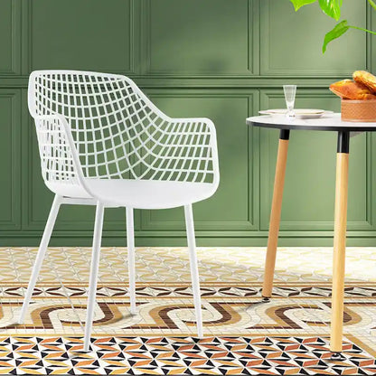 Costway Modern Dining Chair Set of 4 Plastic Shell Hollow withMetal