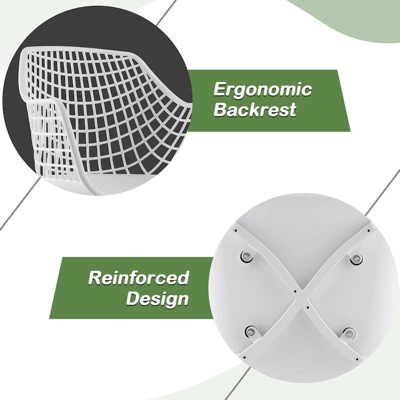 Costway Modern Dining Chair Set of 4 Plastic Shell Hollow withMetal