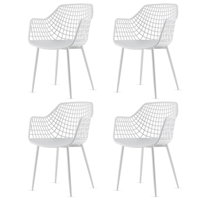 Costway Modern Dining Chair Set of 4 Plastic Shell Hollow withMetal
