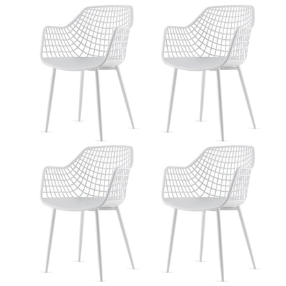 Costway Modern Dining Chair Set of 4 Plastic Shell Hollow withMetal
