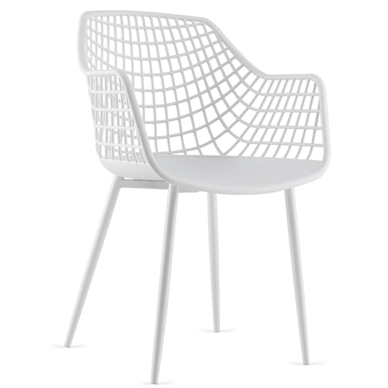 Costway Modern Dining Chair Set of 4 Plastic Shell Hollow withMetal