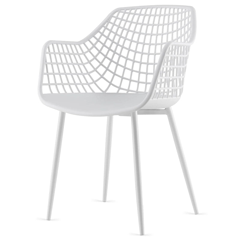 Costway Modern Dining Chair Set of 4 Plastic Shell Hollow withMetal