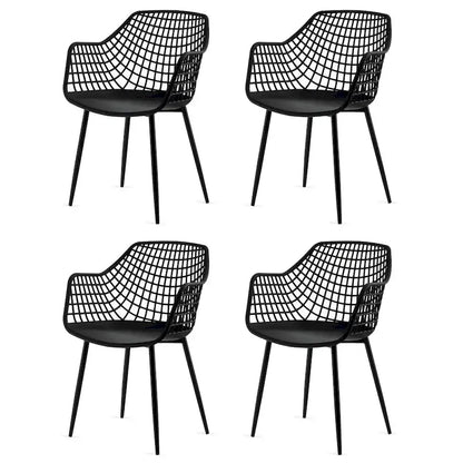 Costway Modern Dining Chair Set of 4 Plastic Shell Hollow withMetal