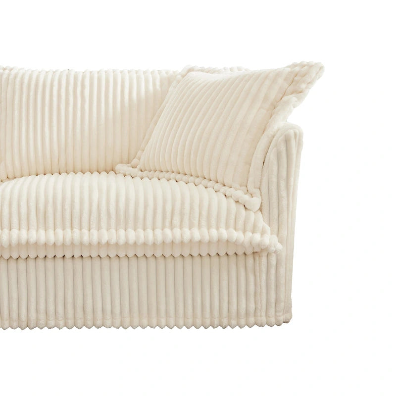 156.6 Corduroy U-Shape 4-Seater Sectional Sofa with Removable Slipcover, Deep Seat Design and French Edge Detailing